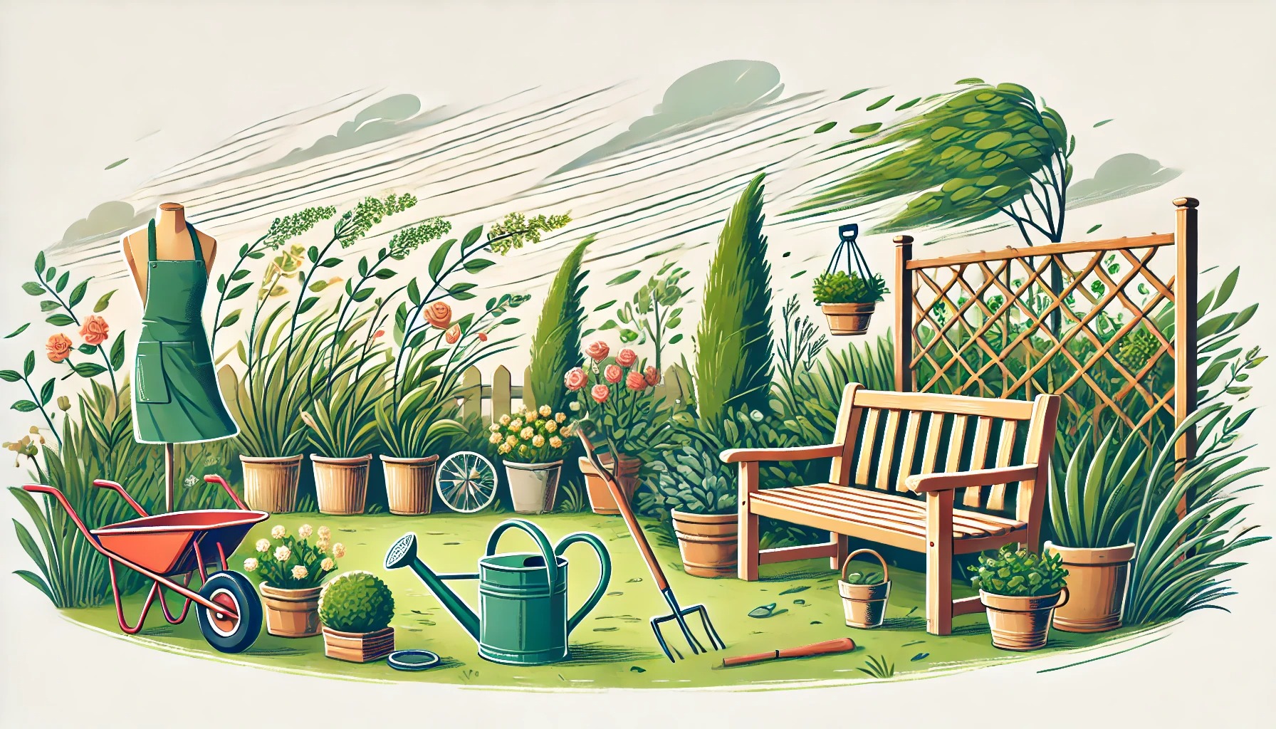 風が強い庭ガーデニングを楽しむ